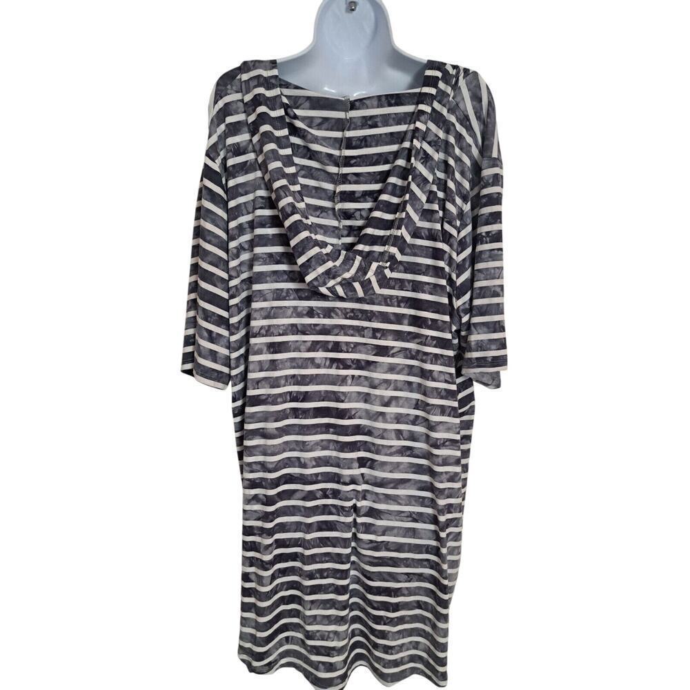 C&C California Women Tunic Hooded Top 3X Navy Coastal Distressed Grunge Cover-up